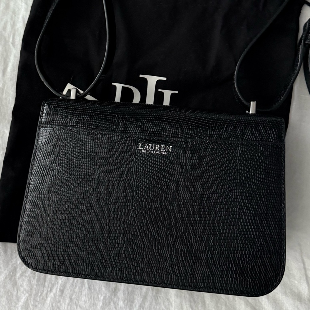๐ NWT 100% Authentic Ralph Lauren Lizard-Embossed Sophee Leather Bag - Picture 7 of 14